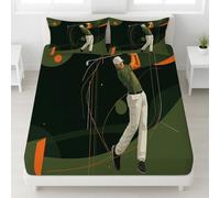Minimaliste Portrait Drap Housse Microfibre, Géométrique Sport Drap Housse pour Matelas Epais - Draps Housses Élastique Doux avec Bonnet 30 cm pour Enfants(90 x 200 x 30,Golf)