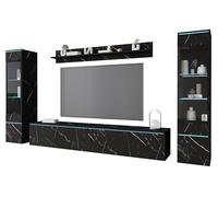 MINIO go for it - Ensemble de Meuble TV 4 pièces Veve 2 - sans LED | 2X armoire vitrine, meuble bas étagère murale, panneau de particules laminé, San Sebastian