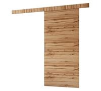 MINIO go for it - Ensemble de porte coulissante CLEAN A 76 cm de large | Montage mural, système de porte coulissante, portes intérieures - Chêne Wotan / Noir