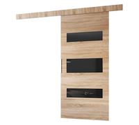 MINIO go for it - Ensemble de porte coulissante CLEAN D 86 cm de large | Montage mural, système de porte coulissante, portes intérieures - chêne Sonoma