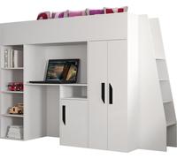 MINIO go for it, lit superposé "PARTY 15", poignées noires en MDF, couleur blanche