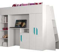 MINIO go for it, lit superposé "PARTY 15", poignées turquoises en MDF, couleur blanche