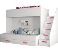 MINIO go for it, lit superposé "PARTY 16", rose Poignées en MDF, couleur blanche