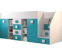 MINIO go for it, Lit superposé "TOLEDO 3", Droite, Lit enfant, Turquoise / Blanc