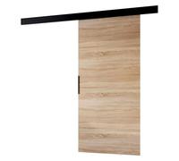 MINIO go for it - Porte coulissante PRIM A, porte intérieure 96 cm | Système de porte coulissante, Lacobel, montage mural, poignée noire, couleur : chêne Sonoma / noir
