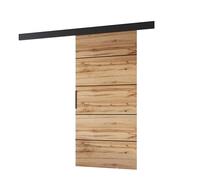 MINIO go for it - Portes coulissantes 106 cm PRIM 1K porte coulissante | Système de porte coulissante pour chambre, montage mural, porte intérieure - poignée de porte en noir/ chêne Wotan