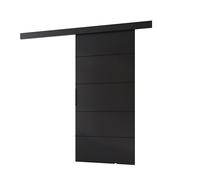 MINIO go for it - Portes coulissantes 106 cm PRIM 2K porte coulissante | montage mural, porte intérieure - bande décorative en chêne Sonoma, poignée de porte en noir (Noir, 106 x 205 x 1,6 cm)