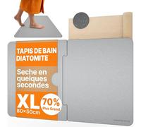 Minismus Tapis de Bain Diatomite Puzzle 80x50 cm, Format XL, Gris Clair | Tapis de douche, absorbant et antidérapant, séchage rapide, format XL, pour douche et baignoire moderne