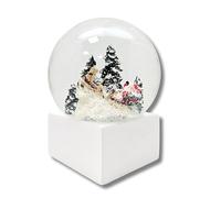 Minium Collection 20112 Boule à neige de Noël Père Noël en traîneau d'hiver sur socle blanc carré Pure Line Diamètre 100 mm