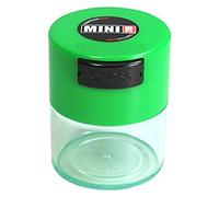 Minivac - Récipient de stockage portatif étanche à l'air multi-usage de 10 à 30 grammes, hermétique pour les produits secs, la nourriture, et les herbes, Plastique, Green Cap Clear Body, .12-Liter/4-Fluid Ounce