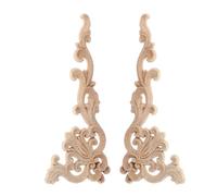 minkissy 2 Pièces Applique en Bois Sculpté Décorative pour Meubles et Miroirs, Autocollants Multi-usages en Bois Khaki, Élégants et Raffinés pour Décoration Intérieure