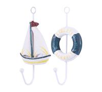 minkissy 3 Pièces Crochet Mural Style Méditerranéen en Fer | Formes Voile, Phare et Bouée, Pose Facile, la Cuisine ou Armoire, Gain de Place, pour Clés et Parapluies