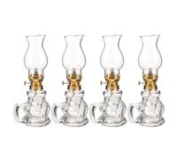 minkissy 4 Pièces Lampe à Huile Décorative en Verre Vintage Mèche Réglable, Lanterne Rustique pour Usage Intérieur et Occasions Festives, Style Rétro Nostalgique