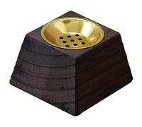 minkissy Brûleur de Parfum en Bois Foncé Vintage Style Oriental, Support Parfum Artistique pour Décoration Maison, Protège Meubles, pour Bureau et Chambre