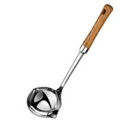 minkissy Cuillère Filtre Huile en Acier Inoxydable Manche en Bois, Séparateur D'huile et Soupe Pratique Cuisine Quotidienne Couleur Aléatoire