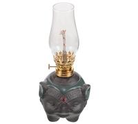 minkissy Lampe à Huile Décorative Éléphant en Céramique Vintage Verre et Alliage, Lanterne de Table Élégante pour Décoration Intérieure et Usage d'urgence Familiale