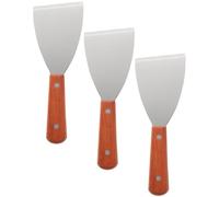 minkissy Lot de 3 Spatules Triangulaires Multifonctions en Acier Inoxydable Manche en Bois Isolé, Pelles à Steak Résistantes Chaleur pour Barbecue, la Cuisine Extérieure et Pâtisserie