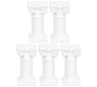 minkissy Mini Colonne Romaine en Résine Blanche 5pcs Décor Micro-Paysage Classique et Porte-Bougie pour Décoration Salon Élégante et Artistique