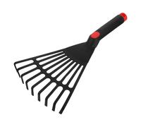 minkissy Petit Râteau de Jardin Portatif en Plastique Noir, Solide et Léger, Manche Court pour Jardinage et Entretien des Massifs Fleuris