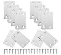 minkissy Plaques de Réparation en Acier Inoxydable Argenté Lot de 10 avec Vis, Équerres Angle Plat Installation Facile et Fixation Solide pour Assemblages Meubles