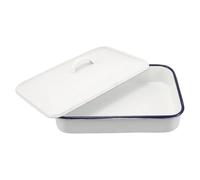 minkissy Plat à Rôtir Rectangulaire en Émail avec Couvercle, Résistant Haute Température, Compatible Lave-vaisselle, pour Cuisson Four et Mijotage