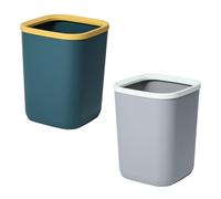 minkissy Poubelle de bureau carrée grise 10L en PP sans couvercle lot de 2, seau à ordures grande capacité pour maison et salle de bain