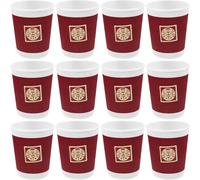 minkissy Rouge Gobelets de Mariage Chinois 20 Pièces 9 Oz en Papier Ondulé | Design Empilable, Usage Unique, Résistance à Chaleur, pour Réceptions Maison et Restaurants
