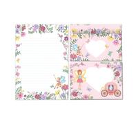 Minkocards - Lot de papier à lettres avec enveloppe - Motif fées princesse - Bloc ligné - Format A5 - 25 feuilles + 15 enveloppes autocollantes - Fabriqué en Allemagne - Style Classique