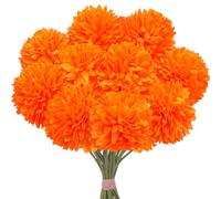Minnhua 12 Pièces Hortensia Artificielle Fleur Artificielle Orange en Soie | Fausse Fleurs Oranges Fleurs Artificielles Réalistes pour Décoration Automne Cimetiere Maison Garden Fête Bureau