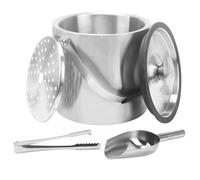 Minnhua 4L Seau a Glacon Seau a Champagne Sceaux à Glace Et Rafraîchisseur Double Paroi Seau à Glaçons Isotherme En Acier Inoxydable Avec Couvercle Pince Pelle et Passoire pour Champagne vin Bière