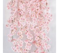 Minnhua 4PCS Guirlandes de Fleurs de Cerisier Artificielles 180cm Cerisier Artificielles Suspendre pour Mariage Maison Jardin Miroir Salon （Chaque Bande Contient 144 têtes de Fleurs）