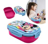 Minnie Mouse Boîte à déjeuner avec fourchette | Deux compartiments | Boîte à goûter en plastique sans BPA pour enfants de 3 ans et plus - 20 cm
