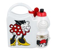 Minnie Mouse Boîte à Lunch avec Poignée et Bouteille 400ml pour Enfants Blanc