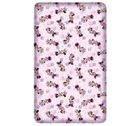 Minnie Mouse - Drap-housse rose à fleurs - 90/100 cm x 190/200 cm - 100 % coton - Minnie Mouse Disney Mickey Sweet Love - Convient pour la parure de lit pour fille