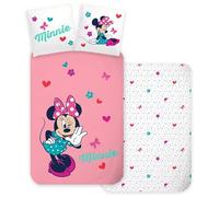 Minnie Mouse Parure Lit 3 Pièces 140x200 + Taie 65x65 + Drap Housse Coton