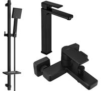 Mino DQ45 SET mitigeur lavabo + mitigeur bain avec accessoires, noir (72413DQ45-70)