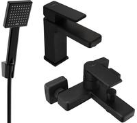 Mino R45 SET mitigeur lavabo + mitigeur bain avec accessoires, noir (72403R45-70)