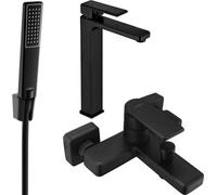 Mino R72 SET Mélangeur lavabo + bain avec accessoires, noir (72413R72-70)