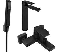 Mino R77 SET Mélangeur lavabo + bain avec accessoires, noir (72413R77-70)