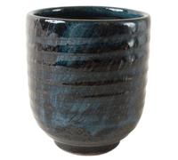 Mino ware MMY002 Tasse à thé japonaise en poterie japonaise Bleu marine brossé 300 ml