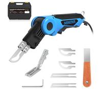 MINOVA Coupe-tissu rotatif 120 W - Kit d'outils de coupe 4 lames avec pied presseur - Système de refroidissement par air complet - Couteau chaud électrique pour sangles, cordes, tissu en nylon, ruban