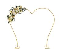 MINRS Arche de mariage en forme de cœur - 2,65 x 2,35 m - En métal - Peut supporter jusqu'à 8 kg - Décoration DIY - Arche de mariage pour mariages, anniversaires, fêtes d'anniversaire - Doré
