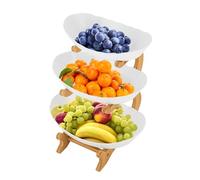 MINRS Présentoir à fruits à 3 étages - En polypropylène de qualité alimentaire - Peu encombrant - Pour la cuisine, les fruits, les légumes, les collations, les bonbons