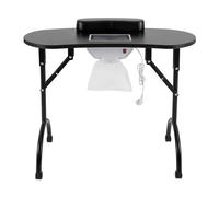 MINRS Table de manucure pliable avec ventouse - Table de manucure portable avec 3 sacs d'aspirateur - Coussinet de poignet et sac de transport étanche - Capacité de charge : 30 kg - Noir