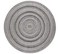 Mint Rugs Nador Tapis de Salon Rond tissé Plat avec Poils Longs au Design Ethnique, Tapis Douillet Vintage pour Salon, Chambre à Coucher, Couloir - Gris Anthracite, Ø 160 cm, polypropylène