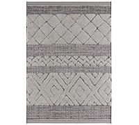 Mint Rugs Todra Tapis de Salon - Tissu Plat avec Poils Longs au Design Ethnique - Tapis Douillet Vintage - pour Salon, Chambre à Coucher, Salle à Manger, Couloir - Noir Gris, 160 x 230 cm