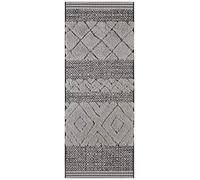 Mint Rugs Todra Tapis de Salon - Tissu Plat avec Poils Longs au Design Ethnique - Tapis Douillet Vintage - pour Salon, Chambre à Coucher, Salle à Manger, Couloir - Noir Gris, 80 x 200 cm
