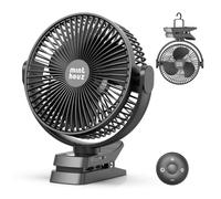 Minthouz Ventilateur à clip 12 000 mAh, ventilateur de table USB de 20,3 cm, 5 niveaux, 29 heures d'autonomie, télécommande et affichage LED, ventilateur portable pour le bureau, la poussette et le