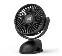 Minthouz Ventilateur à Pince avec Clip, Ventilateur USB Rechargeable 8000mAh, 4 Vitesses, Rotation 360°, Longue Autonomie Silencieux, Mini Portable pour Bureau Camping Poussette Maison