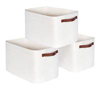 MINTWOOD Design Lot de 3 paniers de rangement pour étagères, salle de jeux et salle de classe, paniers à livres, bacs à cubes décoratifs, organiseurs de placard tissés, paniers de chambre d'enfant,